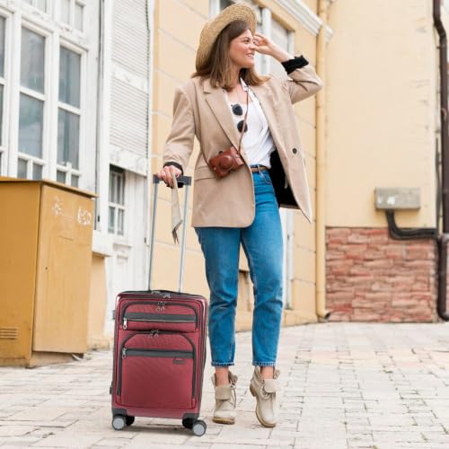 KROSER Carry On Luggage 22x14x9 Airline Approved 20 Inch Suitcases - color: Burgundy