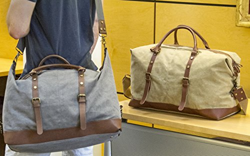 Vintage Canvas Duffle Bag - Classic Weekender Travel Duffel