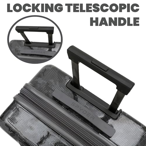 Spyder Matrix 25 Inch Expandable Hardside Upright Suitcase with 360° Spinner Wheels, TSA Approved Lock, Gray/Black - color: Gray/Black, size: Medium Checked