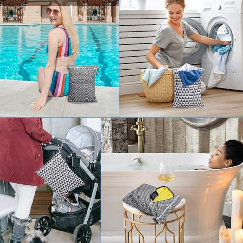 Damero 2 Pcs Large Travel Laundry Bag, Wet Dry Bag with Handle