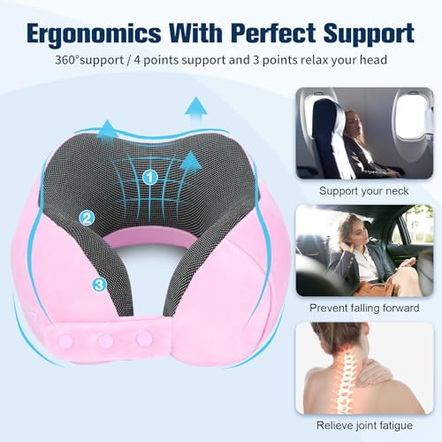 Cirorld Neck Pillow for Traveling, Travel Pillows for Airplanes Sakura Pink - color: Sakura Pink