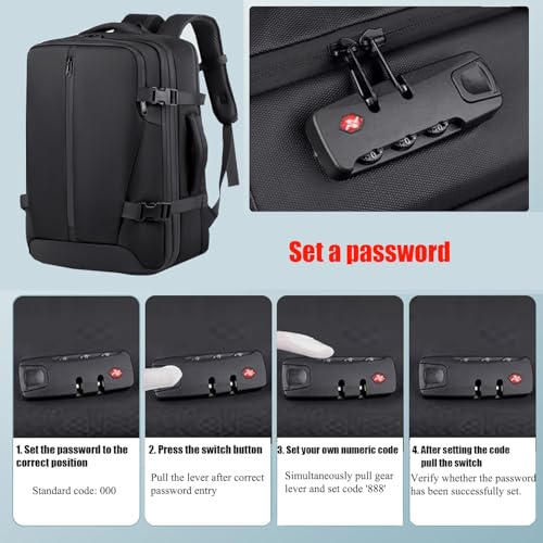 Vacuum Backpack Travel with Pump 50L Expandable Vacuum Seal Backpack Travel Water Resistant with TSA Lock for Women & Men (black) - color: Black