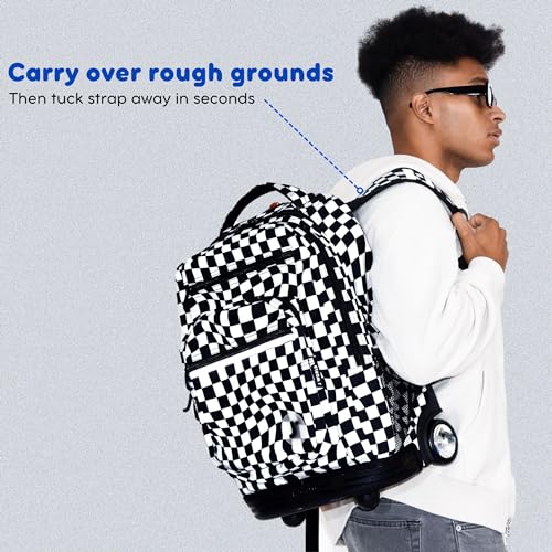 J World Sundance Laptop Rolling Backpack for Girls Boys. Roller Bookbag with Wheels, 20 Inch, Argyle Black - color: Argyle Black
