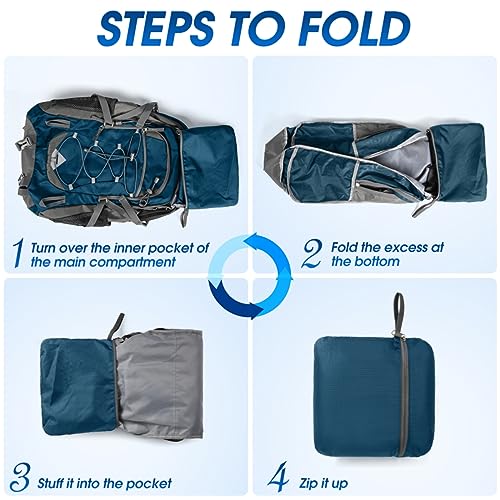 IGOLUMON Hiking Backpack 40L Packable Lightweight Camping Daypack Men Women - color: Blue