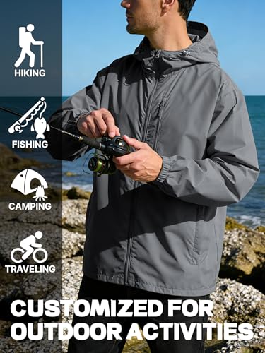 UIQUR Mens Cycling Jacket Waterproof Rain Jacket - color: Grey, size: 3X-Large