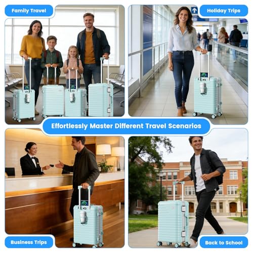 20 Inch Carry on Luggage Airline Approved, Zipperless Hard Shell Suitcase - color: Mint Green, size: 20 Inch