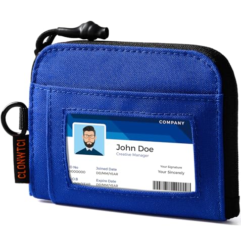 남성용 RFID 차단 동전 지갑, 지퍼 포켓이 있는 500D 나일론 EDC 지갑 파우치, 신분증 창, 키 클립, 카드, 현금 및 필수품 정리함, 블루., 아니요 - color: 블루.