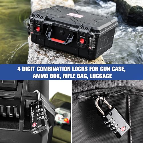 Kinghardcase 2 Pack TSA Approved Gun Locks, 4 Digit Combination Locks for Gun Case, Ammo Box, Rifle Bag, Luggage, Durable Resettable Locks with Locking Hook, Zinc Alloy, Travel Security - style: 2 Short Locks