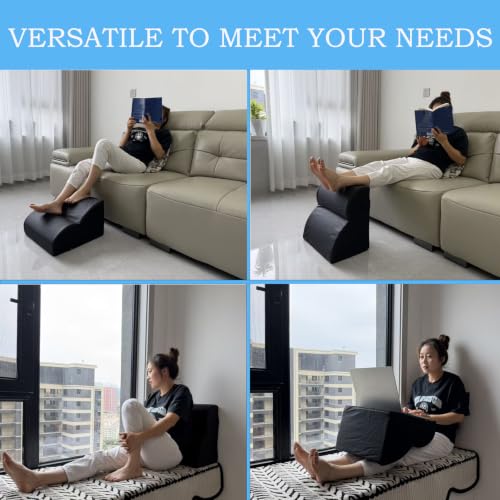 Foot Rest for Under Desk at Work.Multifunctional 3-Tier Foot Stool - color: Black