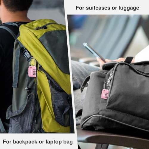 Puroma 2 Pack TSA Approved Luggage Locks 4 Digit Code Cable Lock Basic Pink - color: Basic Pink