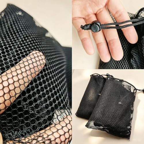 20pcs Small Mesh Bags NylonMesh Backpack Drawstring Storage Black Nylon Drawstring Bags Small Travel Stuff (6 x 8inch)