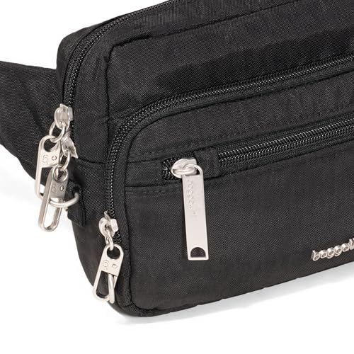 Baggallini Securtex Anti-Theft Belt Bag - color: Black Cheetah Emboss