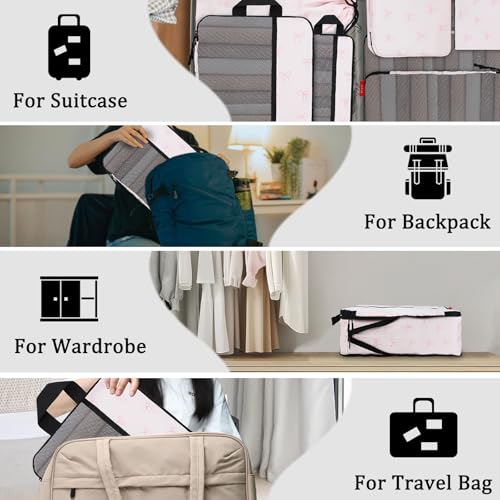 U+U 10 Set Compression Packing Cubes, Travel Organizers (Pink Bow) - color: Pink Bow, size: 10 Set