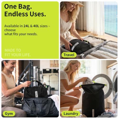 Travel Compression Laundry Bag for Dirty Clothes, 24L 2Pack