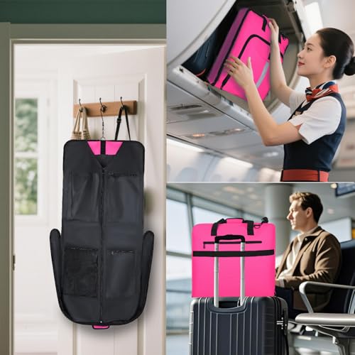 Goloni Garment Bag For Men Women Travel & Business,Hanging Clothes & Multiple Compartment,Waterproof Foldable Suit Bag Rose - color: Rose