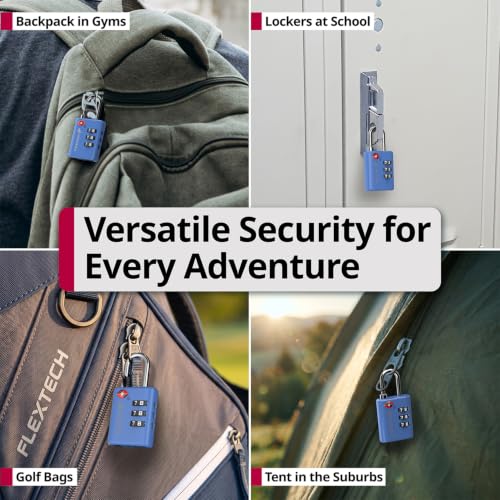 Fosmon TSA Approved Locks for Luggage. Suitcase Locks with Open Alert Indicator, 3 Digit Combination Padlock with Alloy Body for Travel, Backpack Zipper Anti Theft, Locker, Gym, Gun Case- Blue 2 Pack - color: 3 Digit Blue 2 Pack