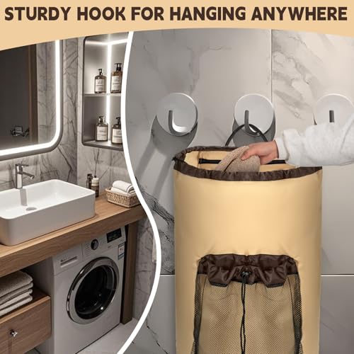 150L Laundry Bag Backpack with 3 Sizes Mesh Wash Bags and Shoulder Straps - color: Khaki, size: 150L