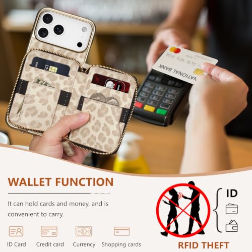 Case for iPhone 18 Pro Max/17 Pro Max 6.9" Wallet Crossbody Leopard - color: beigeleopard, size: 6.9" iPhone 18 Pro Max/17 Pro Max