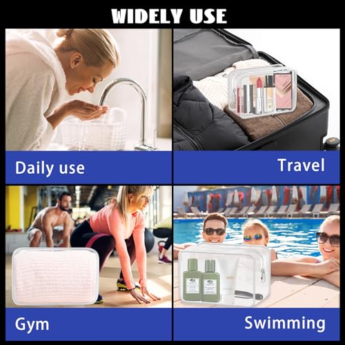 YedsIntu 16 Pieces Small Clear Makeup Bag PVC Zippered Pouches, TSA Approved Toiletry Bag for Travel, Waterproof Cosmetics Bag Vinyl Plastic Organizer Case for Vacation Bathroom - color: 16pcs White S