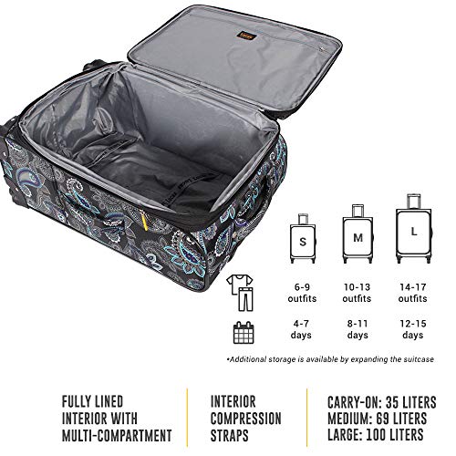 LUCAS Designer Luggage Collection - Expandable 24 Inch Softside Bag - Durable Mid-sized Ultra Lightweight Checked Suitcase with 4-Rolling Spinner Wheels (Diva) - color: Diva