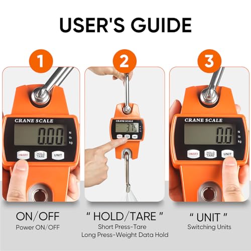 ROMECH 660lb Digital Hanging Scale, Aluminum Crane Scale with Hooks - color: Orange, size: 660lbs
