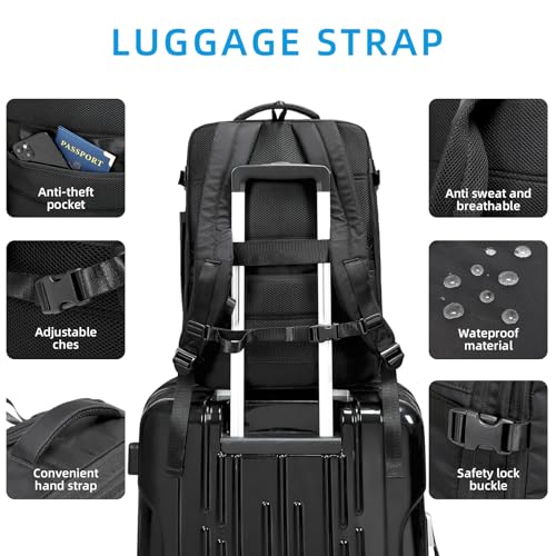 Carry On Backpack for Travel, 35L TSA Approved Flight Approved Backpack, Expandable Waterproof Laptop Backpack Fits 17" Computer, Weekend Bag for Men & Women (Nylon Stripe, 35L)