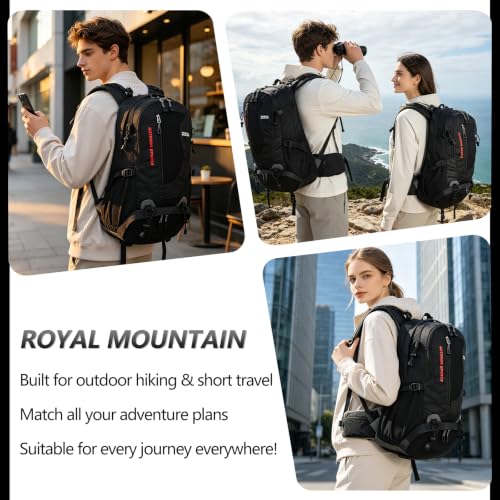 35L Water-resistant Hiking Backpack, Lightweight Backpack For Unisex(Black) - color: Black