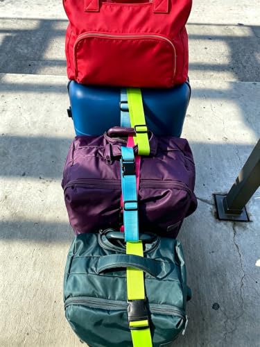 Luggage Straps Travel Belt Multiple Suitcases Connector, 2 Pack Hot Pink - color: 2Pcs Rose