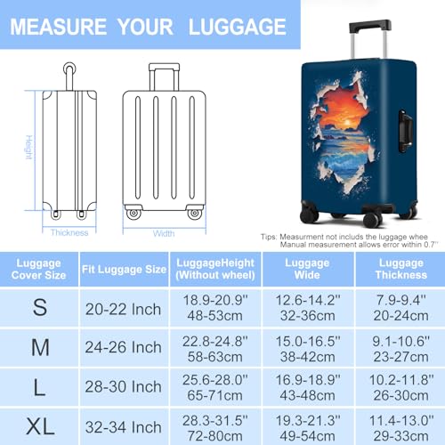 Sunset Luggage Cover Washable Suitcase Protector Anti-scratch Suitcase cover Fits 32-34 Inch Luggage XL - color: Sunset, size: XL(32-34inch suitcase)