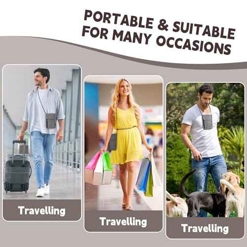 Likesing 5.5" L x 7.9" W Travel Neck Wallet, RFID Passport Holder (Grey) - color: Grey