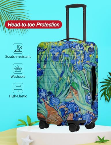 Luggage Covers For Suitcase TSA Approved, Fits 18-32 Inch - color: Irises in the Garden, size: L(27"-30" Suitcase)