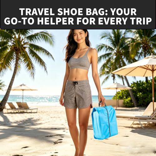 2 Pack Shoe Bags, Reusable Waterproof Shoe Bag for Travel, Gym, Sneaker Storage, Packing in Suitcase (2, Blue) - color: Blue