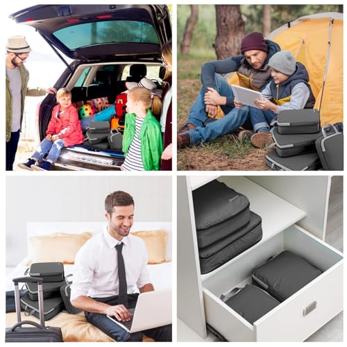 Gonex Compression Packing Cubes, 4-Piece Expandable Travel Organizers - color: 4-Deep Gray, size: 4 Set