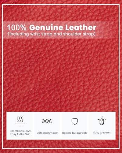 befen Genuine Leather Small Crossbody Bags for Women Wristlet Wallet Purses - color: Fire-engine Red
