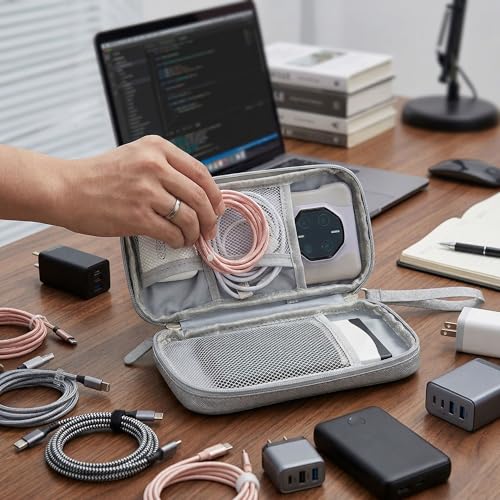 Slim Cable Organizer Bag, Single Layer Electronics Case, Gray