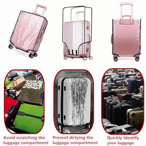 20" Clear PVC Luggage Cover Protectors Thicken Transparent Waterproof Suitcase for Spinner Wheels Suitcase - color: 20 Inch Luggage Cover