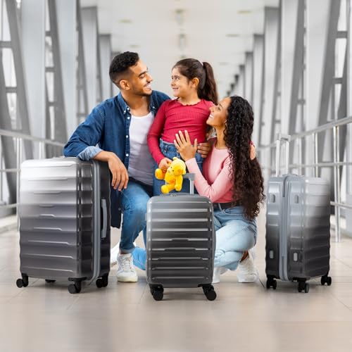 Karl home Luggage Set 3 Piece, PC+ABS Multicolor Hardshell suitcase set with TSA Lock & Spinner Wheels, Durable Carry on Luggage Set for Men and Women Travel (Gradient Grey)