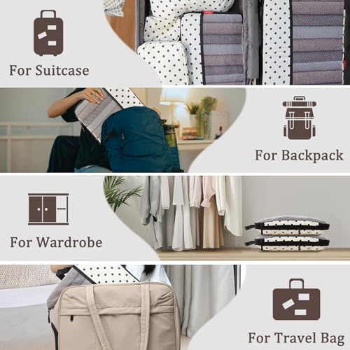U+U 10 Set Compression Packing Cubes - Ultralight Travel Organizers - color: Polka Dot, size: 10 Set