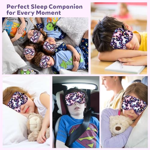 Kids Silk Sleep Mask, 100% Mulberry Silk Eye Mask with Adjustable Strap - color: Space Cat Style
