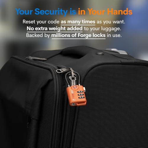 TSA Approved Cable Luggage Locks, Re-settable Combination with Alloy Body, Orange 2 Locks. - color: Orange 2 Pack