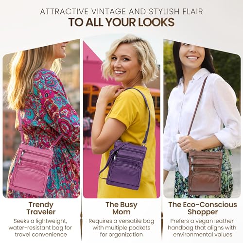 Krediz leather Crossbody Purses for Women, Multi Pocket Crossbody Purse with Adjustable Strap, Soft & Durable Leather Purse - color: Navy, size: X-Large