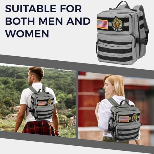 9L Mini Tactical Backpack for Men and Women, Gym Hiking Travel Daypack - color: Gray