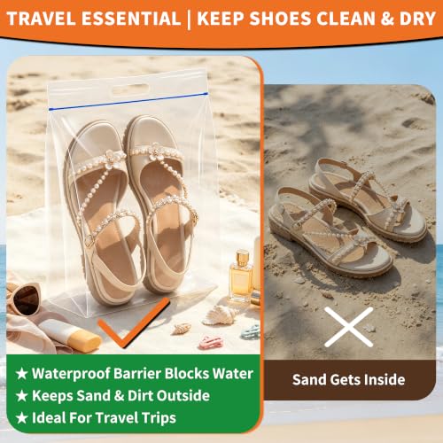 15 Pack Clear Waterproof Shoe Bags for Travel