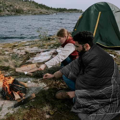 zzlamb Outdoor Puffy Camping Blanket, Down Alternative Camp Quilt - color: Snowy Denali in the Nightfall, size: 39x55''