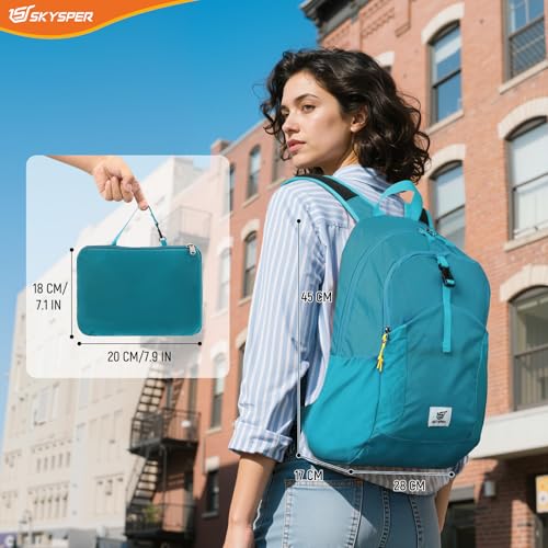 SKYSPER Small Packable Hiking Backpack 20L Anti-theift Travel Daypack - color: Cyan