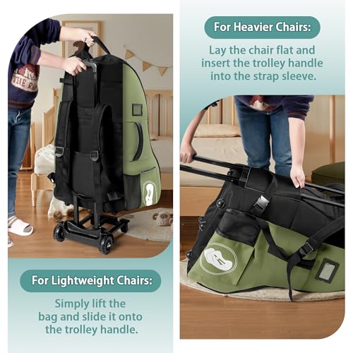 Rolling Car Seat Travel Bag with Wheels – Car Seat Backpack Transport Case for Airplane Travel, Fits Convertible & Booster Seats, Protective Storage Cover, (Green) - color: Green