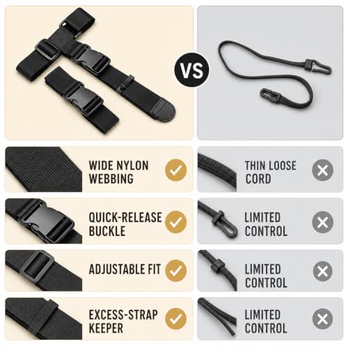 Luggage Connector Straps for Connecting Multiple Bags, Adjustable Buckle Belt, Black, 2 Pack