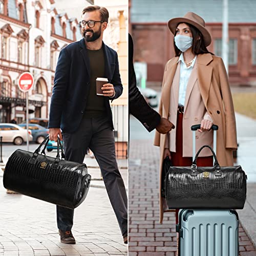 Modoker Convertible Leather Garment Bag, Carry on Garment Bags for Travel Waterproof Garment Duffel Bag Gifts