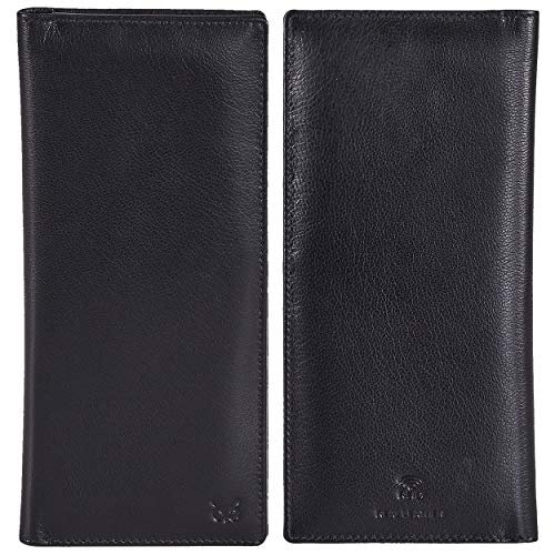 Long Wallet for Men Women Leather Slim Bifold RFID Blocking Card Holder | Real Top Grain Leather, Stylish 18 Credit Card Slots, 2 ID Windows, 2 Currency Sleeves, Gift Box, (Black, Nappa) - color: Black Nappa