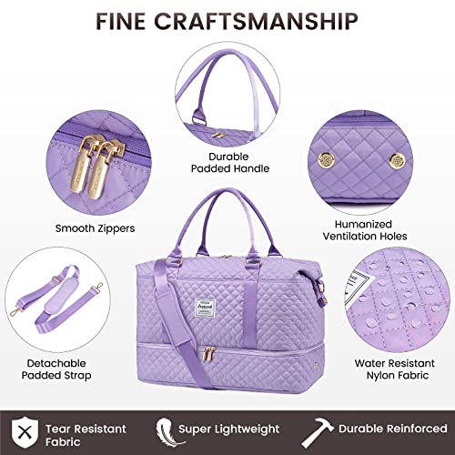 LOVEVOOK Travel Duffle Bag,Weekender Bags for Women with Shoe Compartment - color: Purple-a, size: Large-2 Pcs